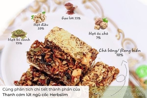 Thành phần trong thanh cơm lứt Herbslim