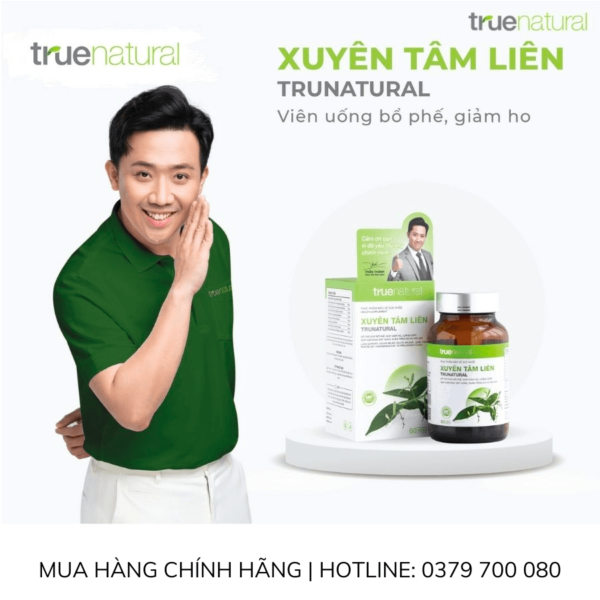 TPCN Xuyên Tâm Liên True Natural (Hộp 60 viên) - Bổ phế, giảm ho, tiêu đờm (Mua 2 tặng 1)